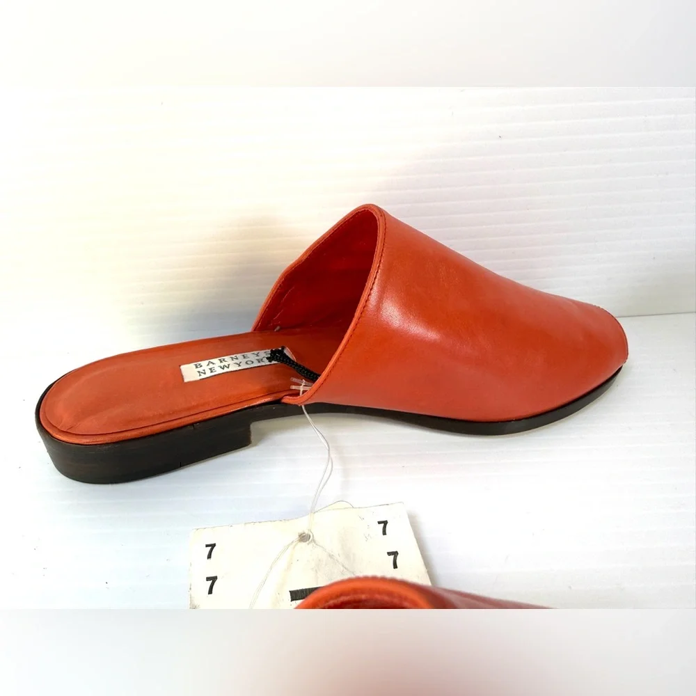 Barneys New York Red Leather Slide Mules - Picture 8 of 10